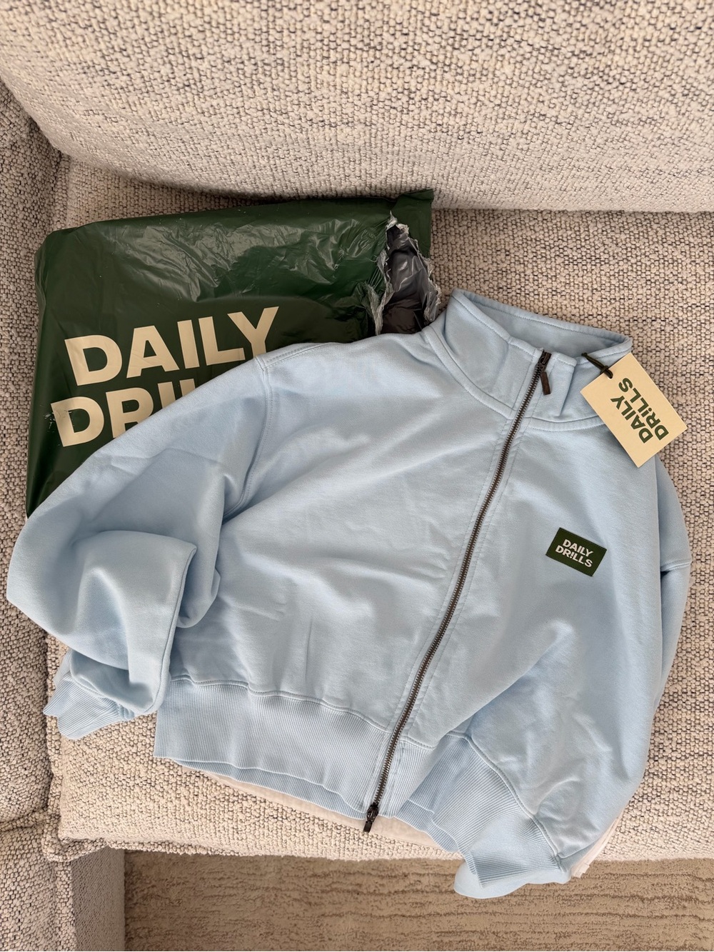 Daily Drills Pale Blue Full-Zip Bomber Jacket